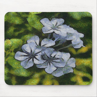 Delicate Blue Plumbago Blossom Painting Mouse Pad
