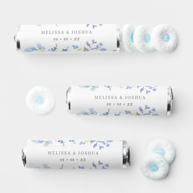 Delicate Blue Watercolor Floral Wedding Breath Savers® Mints (Assorted)