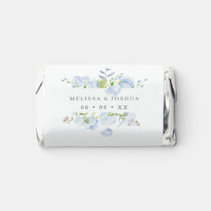 Delicate Blue Watercolor Floral Wedding Hershey's Miniatures