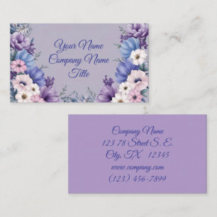 Delicate Blue, White, Pink & Purple Summer Blooms" Business Card