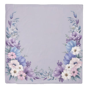 Delicate Blue, White, Pink & Purple Summer Blooms Duvet Cover
