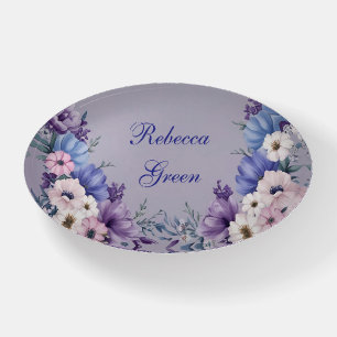 Delicate Blue, White, Pink & Purple Summer Blooms Paperweight