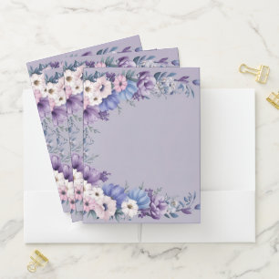 Delicate Blue, White, Pink & Purple Summer Blooms" Pocket Folder