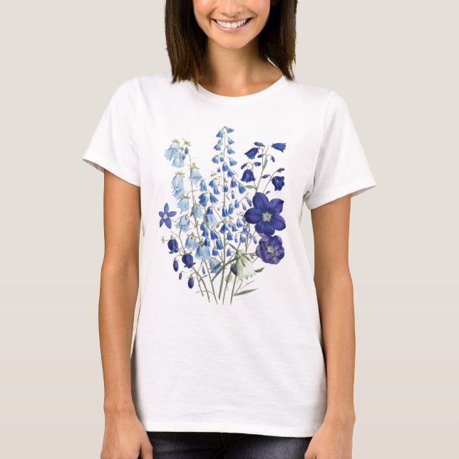 Delicate Blue Wildflower Botanical Sketch Women's  T-Shirt (Front)