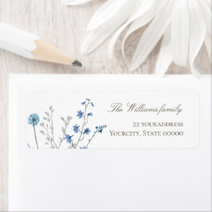 delicate blue wildflowers Return Address Label