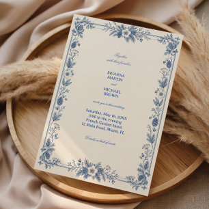 Delicate Blue Woodland Arabesque Symphony Invitation