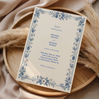 Delicate Blue Woodland Arabesque Symphony Invitation