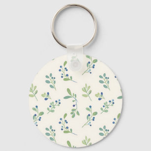 Delicate Blueberry Eucalyptus Pattern Keychain