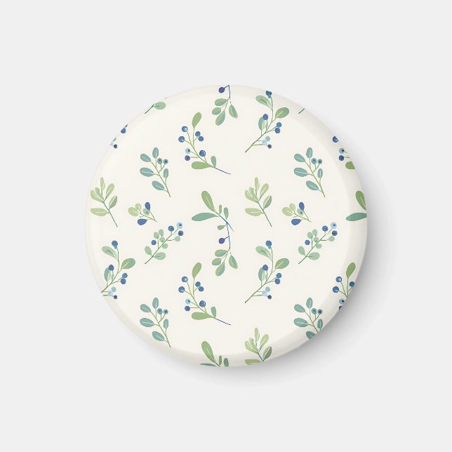 Delicate Blueberry Eucalyptus Pattern Magnet (Front)