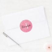 Delicate Blur Pink Monogram Sparkle Classic Round Sticker (Envelope)