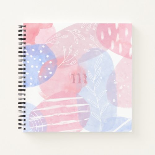 Delicate Blush and Blue Abstract Watercolor Shapes Notebook