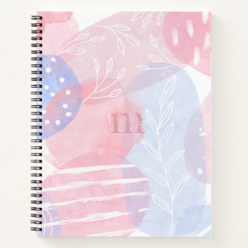 Delicate Blush and Blue Abstract Watercolor Shapes Notebook