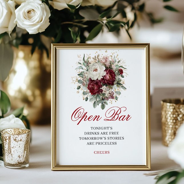 Delicate Blush Burgundy Open Bar Wedding Poster (Delicate Blush Burgundy Open Bar Wedding Poster)