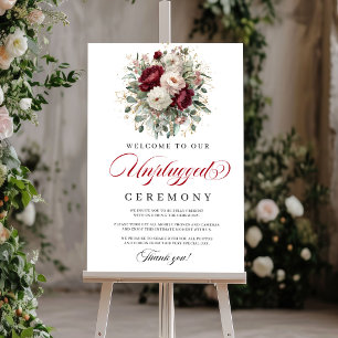 Delicate Blush Burgundy Unplugged Ceremony Poster