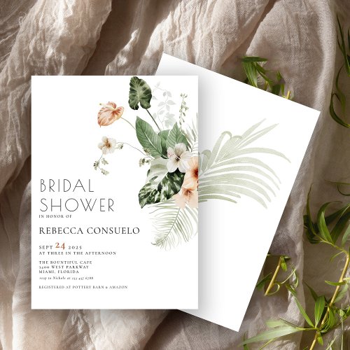 Delicate Blush Floral Greenery Bridal Shower  Invitation