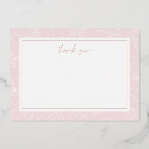 Delicate Blush Floral Thank You Foil Note Card