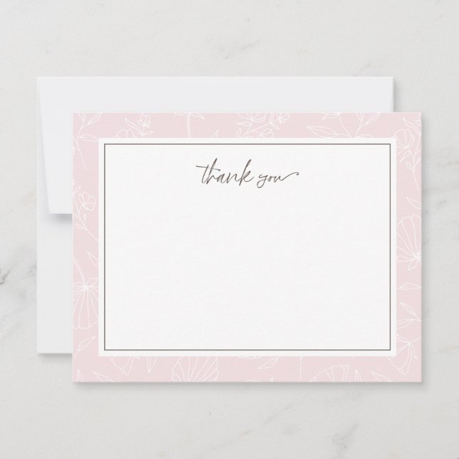 Delicate Blush Floral Thank You Note Card (Front)