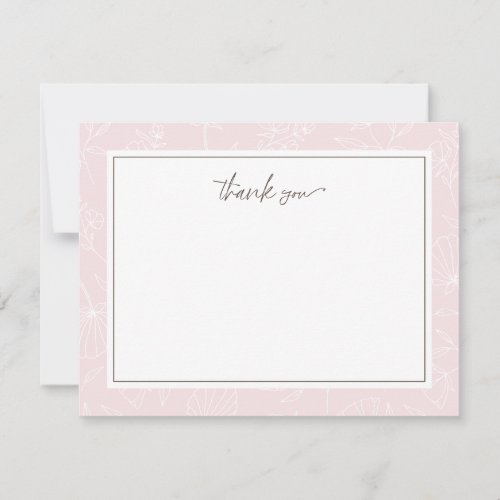 Delicate Blush Floral Thank You Note Card