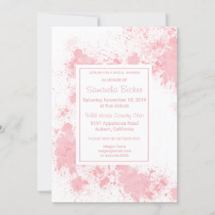 Delicate Blush Paint Splatter Bridal Shower Invitation