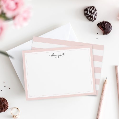 Delicate Blush Personalized Stationery Flat Note Card
