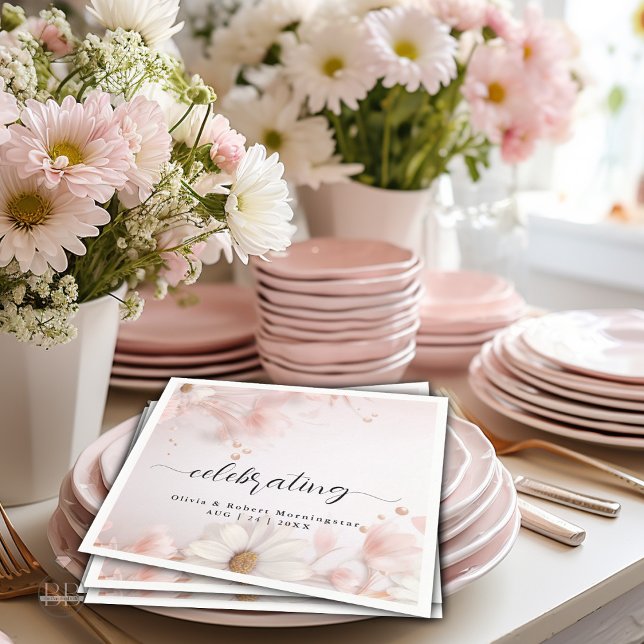 Delicate Blush Pink Daisies Napkins (Creator Uploaded)