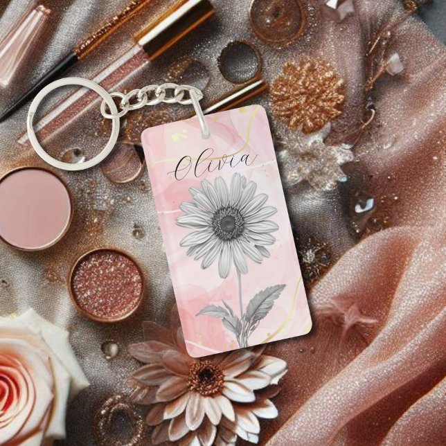 Delicate Blush Pink Daisy Flower Keychain (Creator Uploaded)