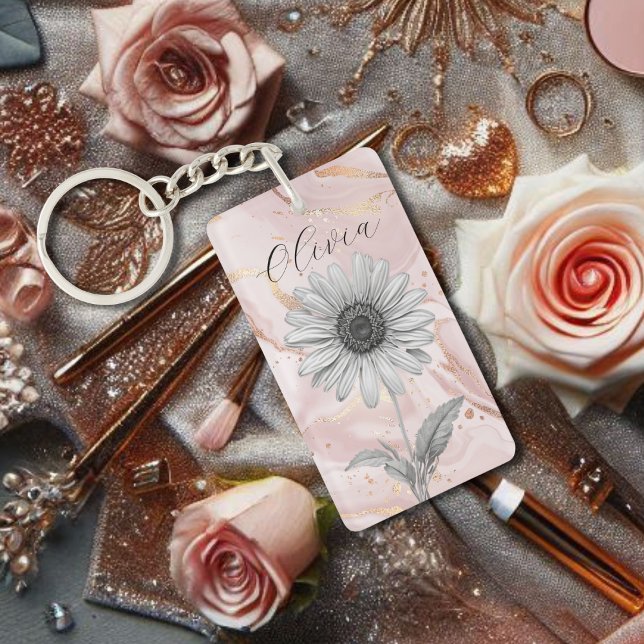 Delicate Blush Pink Daisy Flower Keychain (Creator Uploaded)
