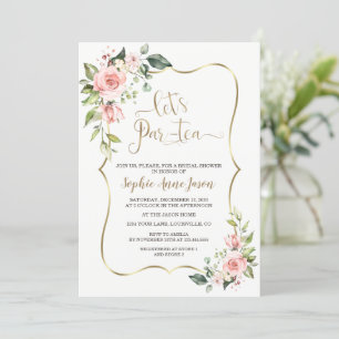 Delicate Blush Pink Floral Bridal Tea Party Invitation