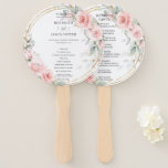 Delicate Blush Pink Floral Gold Wedding Program Hand Fan<br><div class="desc">Designed to co-ordinate with our Blossoms wedding collection, this elegant wedding program features a beautiful delicate watercolor blush pink floral and dainty greenery foliage. Personalize it with your wedding details easily and quickly, simply press the customise it button to further re-arrange and format the style and placement of the text....</div>