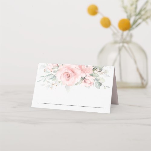 Delicate Blush Pink Floral Wedding Guest Name  Place Card