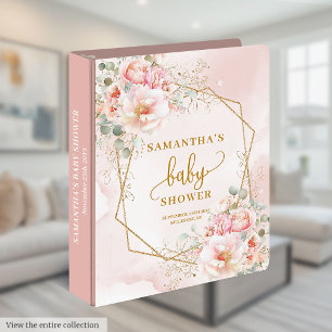 Delicate blush pink gold baby shower memory album 3 ring binder