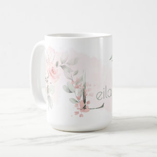 Delicate Blush Pink Rose Monogram Letter L Coffee Mug