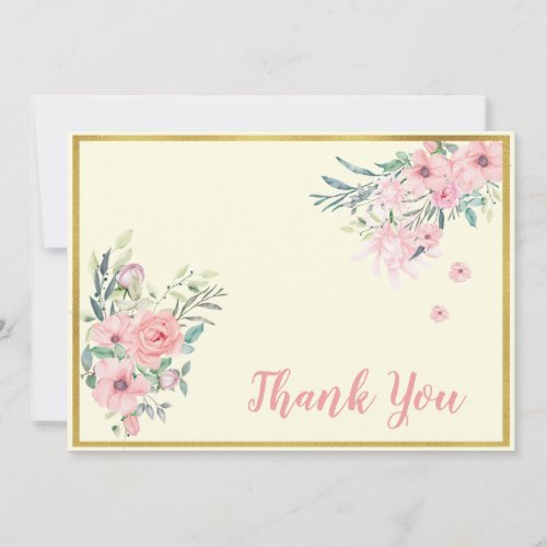 Delicate Blush Pink Roses Thank You Card