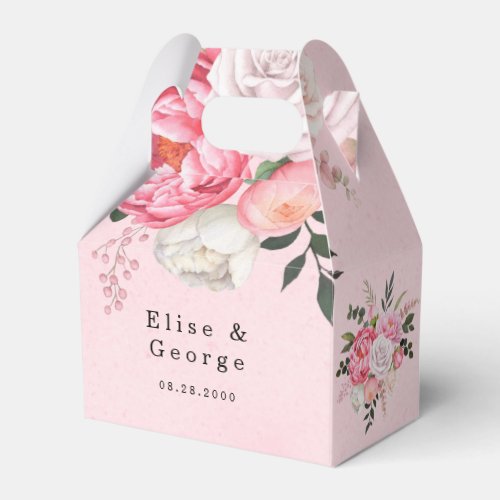 Delicate Blush White Watercolor Floral Wedding Favor Boxes