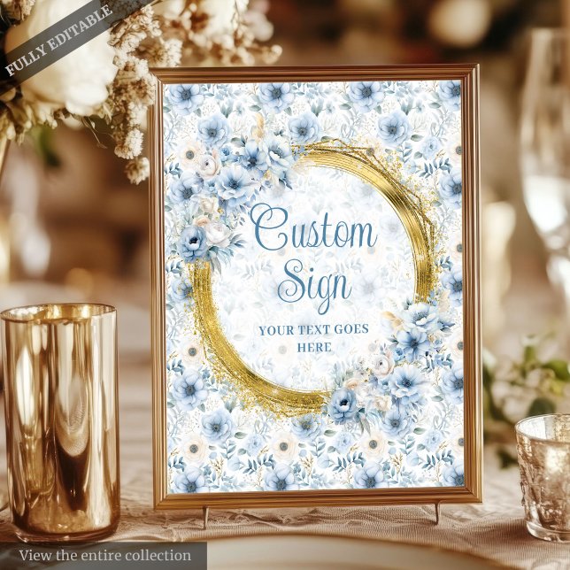 Delicate Bohemian Dusty Blue Gold Wedding Custom  Poster (Delicate Bohemian Dusty Blue Gold Wedding Custom Poster)