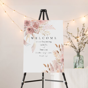 Delicate Bohemian Pink Floral Welcome Sign