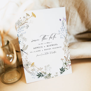 Delicate Boho Earth Tone Wildflower Save the Date Invitation