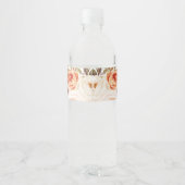 Delicate Boho Floral Pumpkin Bridal Shower Favors Water Bottle Label (Back)