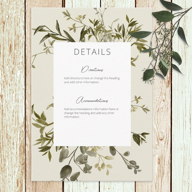 Delicate Boho Greenery Wedding Details  Enclosure Card (Creator Uploaded)