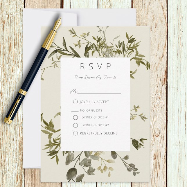 Delicate Boho Greenery Wedding  RSVP Card (Creator Uploaded)