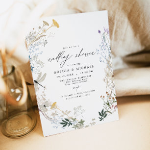 Delicate Boho Wildflower Butterfly Wedding Shower Invitation