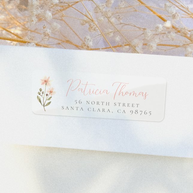 Delicate Boho Wildflower Script Return Address Label (Creator Uploaded)
