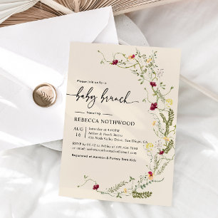 Delicate Boho Wildflowers Baby Brunch Invitation