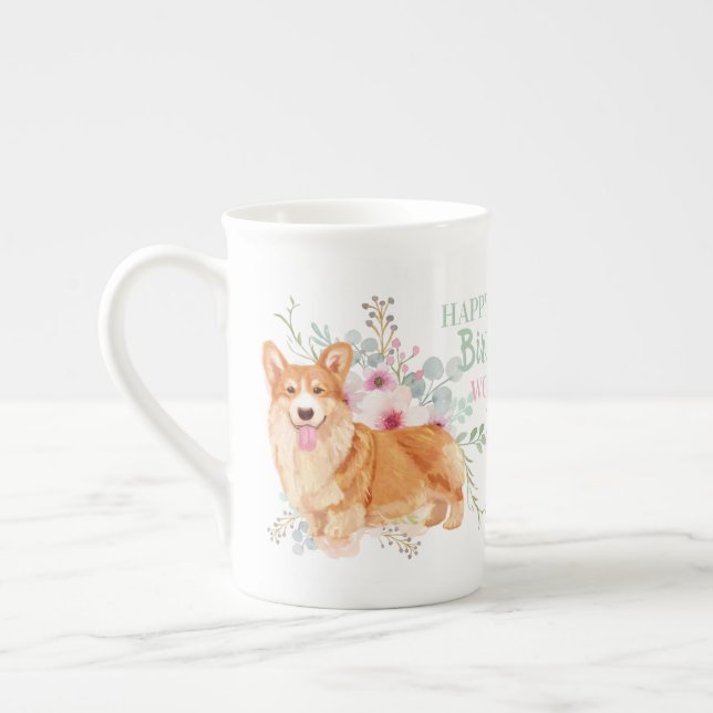 Delicate Bone China CORGI Mommy Birthday Mug (Left)