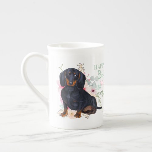 Delicate Bone China DACHSHUND Mommy Birthday Mug