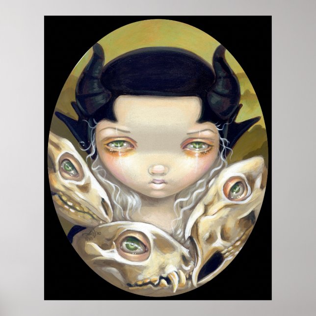 Delicate Bones gothic medieval skull Art Print (Front)