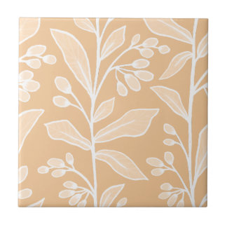 Delicate Botanic Reverie L2 minimal white branches Ceramic Tile