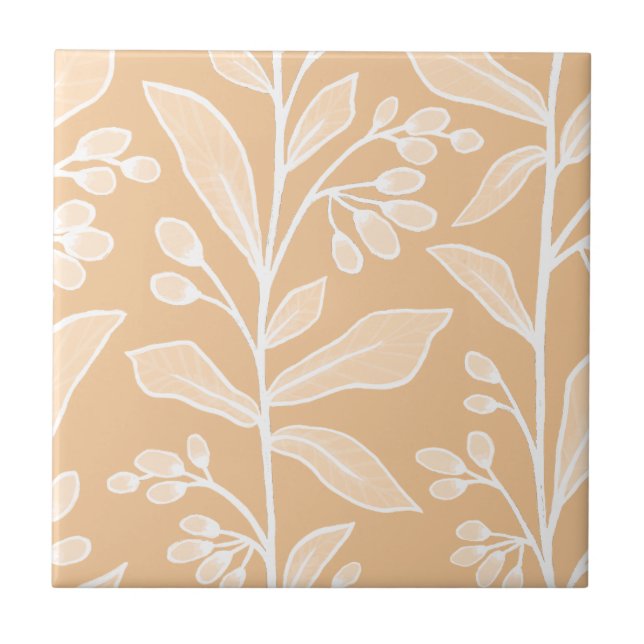 Delicate Botanic Reverie L2 minimal white branches Ceramic Tile (Front)