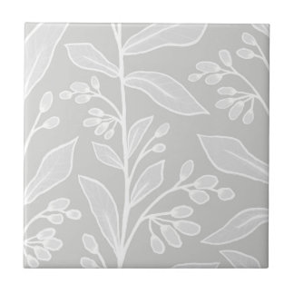 Delicate Botanic Reverie L2 White Large Plants Ceramic Tile