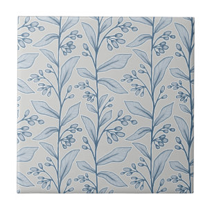 Delicate Botanic Reverie M1 Grey White Blue Plant Ceramic Tile
